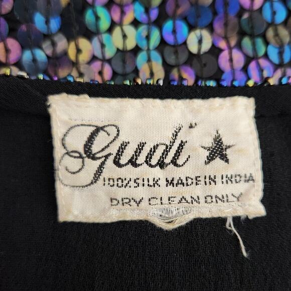 SALE Vintage Gudi 80s Sequined and Beaded Blouse Top - Picture 2 of 6
